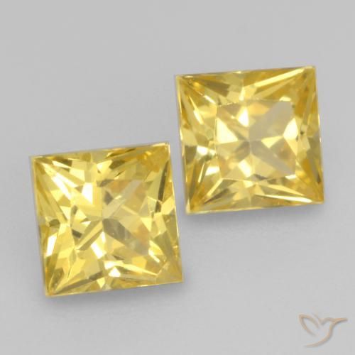 Pedras preciosas de Safira Amarelo Toscana natural de 0.74 ct, Quadrado, VVS-VS