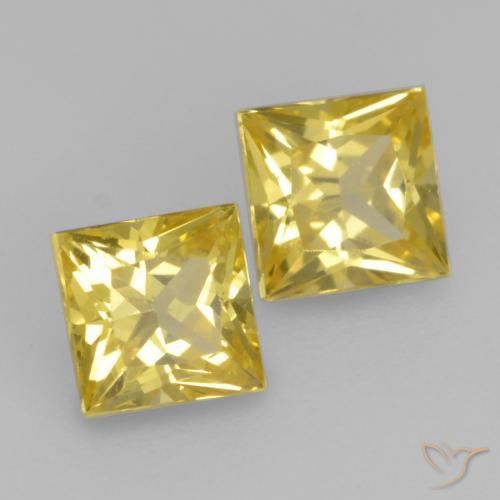 Pedras preciosas de Safira amarelo médio natural de 0.68 ct, Quadrado, VVS-VS