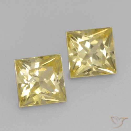 Pedras preciosas de Safira Amarelo claro médio natural de 0.59 ct, Quadrado, VVS-VS