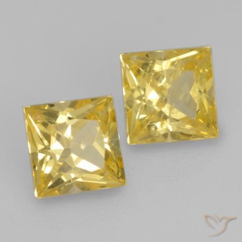 Pedras preciosas de Safira Amarelo Toscana natural de 0.65 ct, Quadrado, VS
