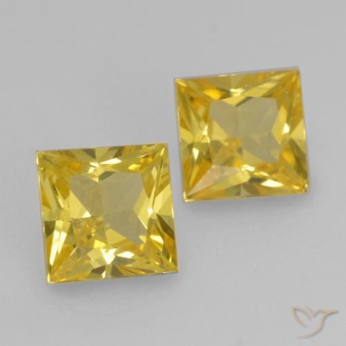 Pedras preciosas de Safira amarelo médio natural de 0.55 ct, Quadrado, VVS-VS