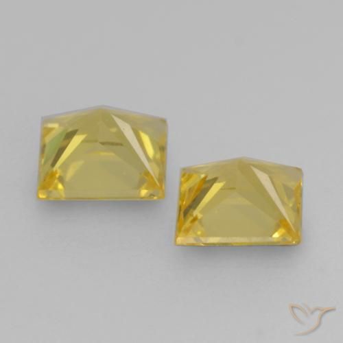 Pedras preciosas de Safira amarelo médio natural de 0.55 ct, Quadrado, VVS-VS