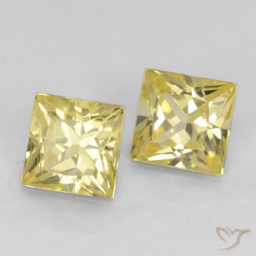 Pedras preciosas de Safira Amarelo Toscana natural de 0.64 ct, Quadrado, VVS-VS