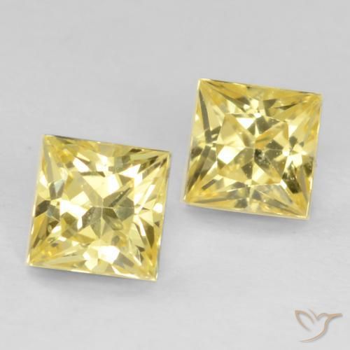Pedras preciosas de Safira Amarelo Toscana natural de 0.64 ct, Quadrado, VVS-VS