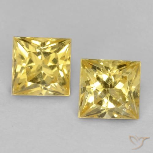 0.68ctw Natural Amarelo Toscana Safira, Quadrado, VVS-VS