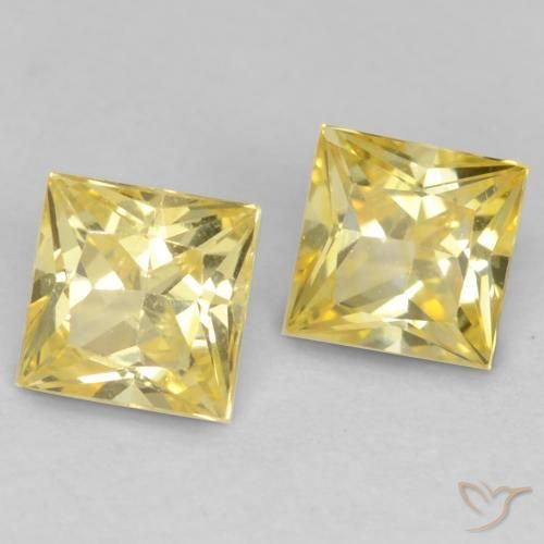 Pedras preciosas de Safira amarelo médio natural de 0.70 ct, Quadrado, VVS-VS