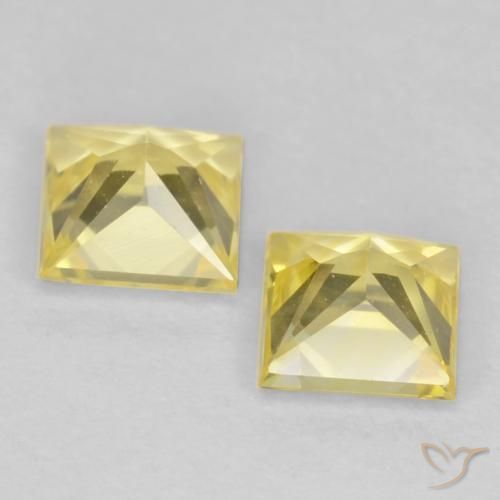 Pedras preciosas de Safira amarelo médio natural de 0.70 ct, Quadrado, VVS-VS