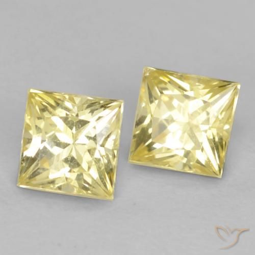 Pedras preciosas de Safira Amarelo claro médio natural de 0.77 ct, Quadrado, VVS-VS