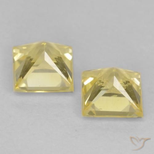 Pedras preciosas de Safira Amarelo claro médio natural de 0.77 ct, Quadrado, VVS-VS