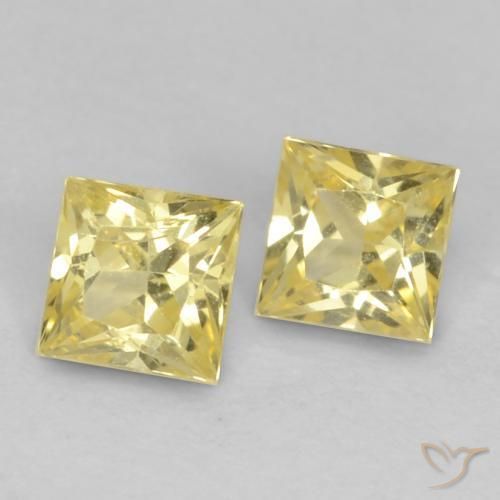 Pedras preciosas de Safira Amarelo claro médio natural de 0.41 ct, Quadrado, VVS-VS