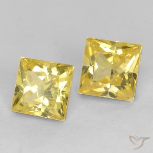 Pedras preciosas de Safira amarelo médio natural de 0.61 ct, Quadrado, VVS-VS