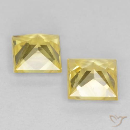 Pedras preciosas de Safira amarelo médio natural de 0.61 ct, Quadrado, VVS-VS