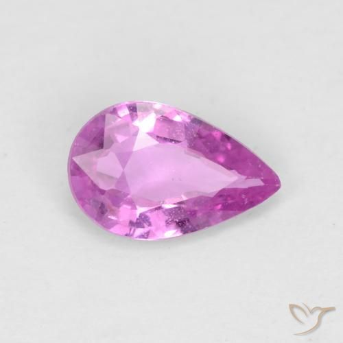 Safira Roxo Rosado Intenso Natural 0.50ct, Formato de pêra, VVS-VS