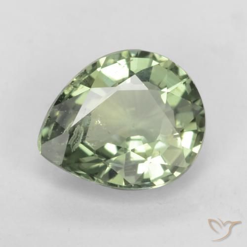 0.79ct Natural Medium Light Green Safira, Formato de pêra, VS