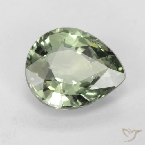 Safira Medium Light Green Natural 0.79ct, Formato de pêra, VS
