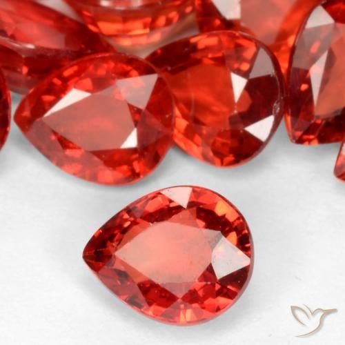 Safira Vermelho Carmesim Brilhante Natural 0.47ct, Formato de pêra, VVS-VS