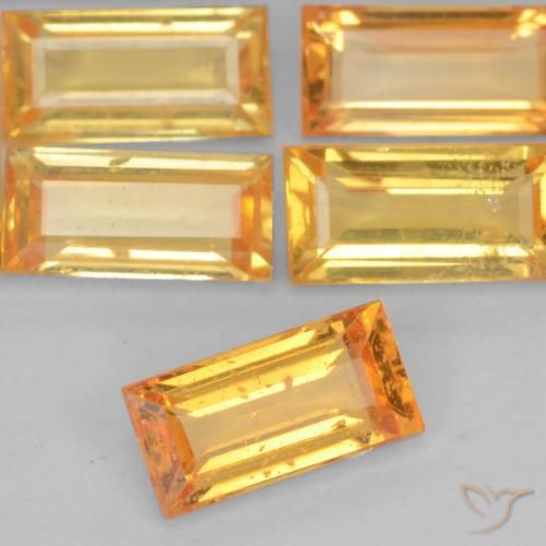 Safira Laranja-Ouro Natural 0.44ct, baguete, VS