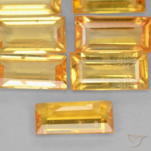 Safira Laranja-Ouro Natural 0.44ct, baguete, VS