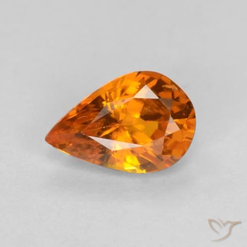 0.54ct Natural Laranja Profundo Safira, Formato de pêra, VS