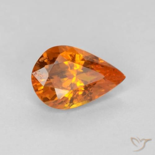 Safira Laranja Profundo Natural 0.54ct, Formato de pêra, VS