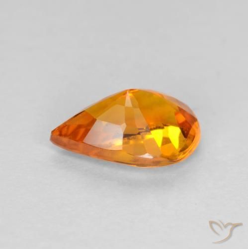 Safira Laranja Profundo Natural 0.54ct, Formato de pêra, VS