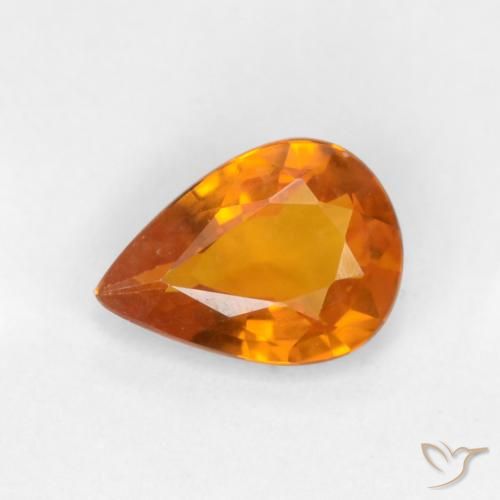 0.55ct Natural Laranja Profundo Safira, Formato de pêra, VVS-VS