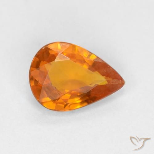 Safira Laranja Profundo Natural 0.55ct, Formato de pêra, VVS-VS