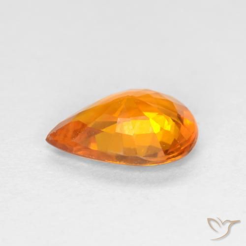 Safira Laranja Profundo Natural 0.55ct, Formato de pêra, VVS-VS