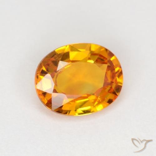 Safira Laranja Médio Natural 0.72ct, oval, VVS-VS