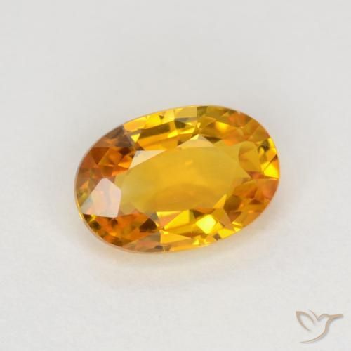 Safira Laranja Profundo-Ouro Natural 0.72ct, oval, VVS-VS