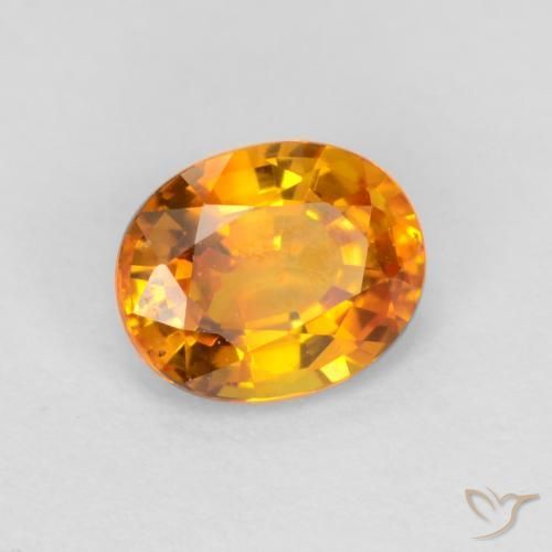 Safira Laranja escuro-dourado Natural 0.72ct, oval, VVS-VS