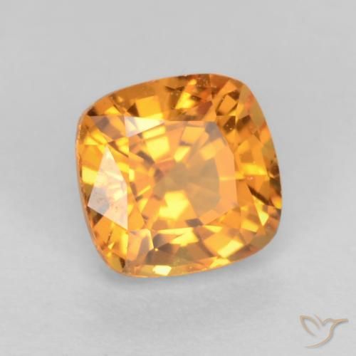 Safira Laranja escuro-dourado Natural 0.51ct, Almofada, VS