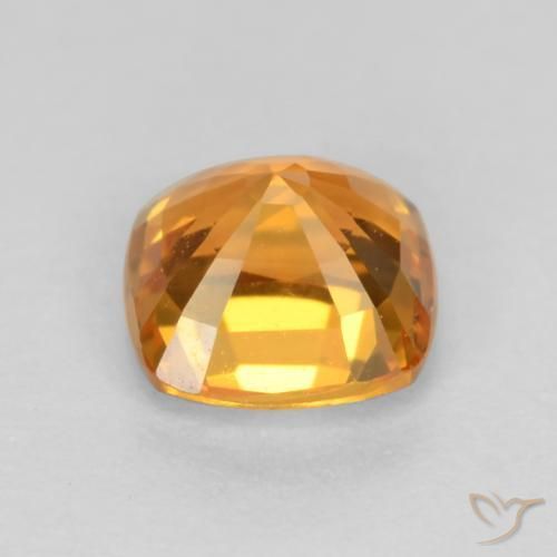 Safira Laranja escuro-dourado Natural 0.51ct, Almofada, VS
