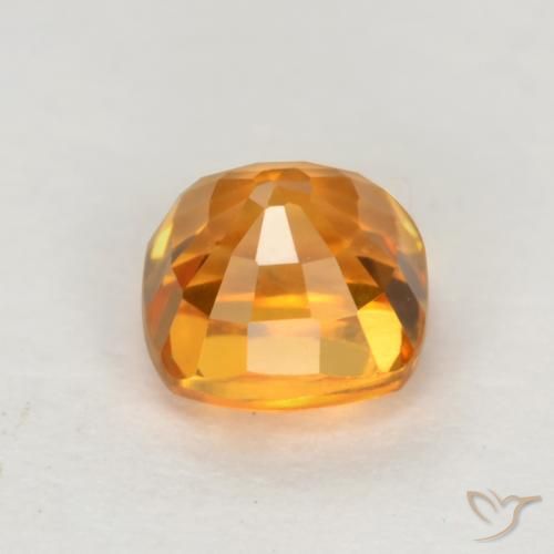 Safira Laranja Profundo-Ouro Natural 0.66ct, Almofada, VS