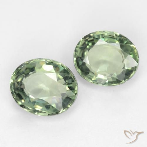 Pedras preciosas de Safira Medium Light Green natural de 1.58 ct, oval, VVS-VS