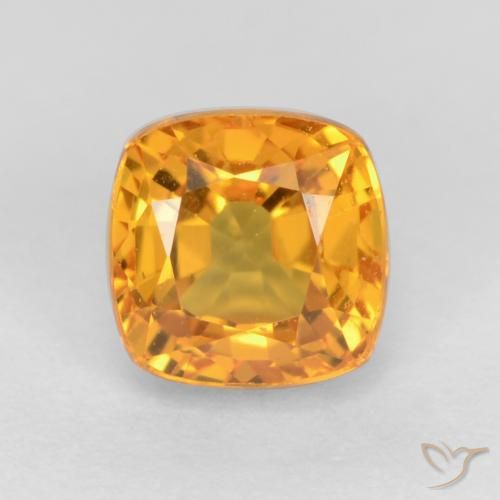 0.77ct Natural Laranja Profundo-Ouro Safira, Almofada, VS