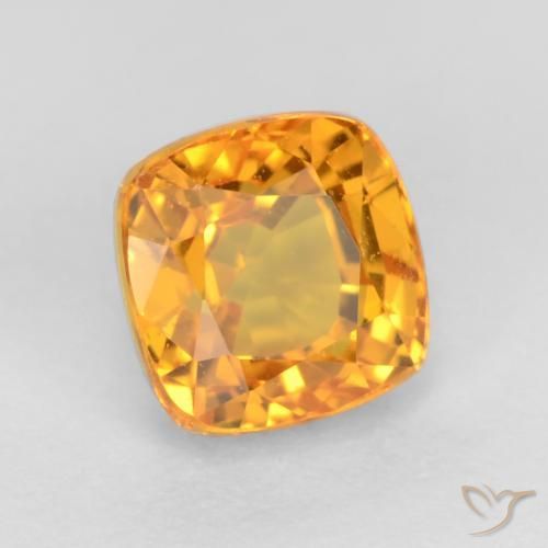 Safira Laranja Profundo-Ouro Natural 0.77ct, Almofada, VS
