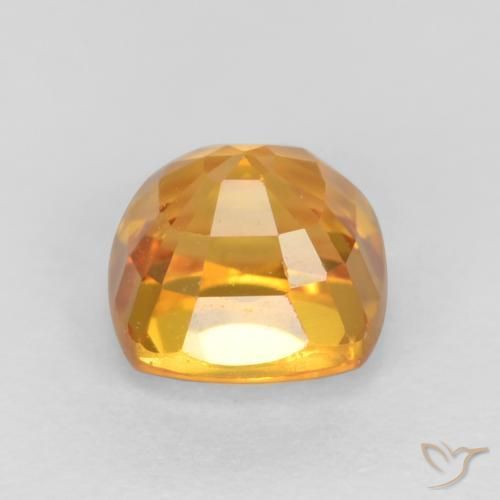 Safira Laranja Profundo-Ouro Natural 0.77ct, Almofada, VS