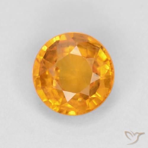 0.60ct Natural Laranja escuro-dourado Safira, Redondo, VS