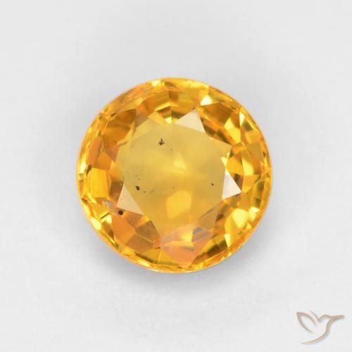 0.55ct Natural Laranja Dourado Profundo Safira, Redondo, VS-SI