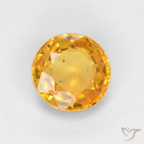 Safira Laranja Dourado Profundo Natural 0.55ct, Redondo, VS-SI