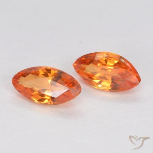 Pedras preciosas de Safira Laranja brilhante natural de 0.39 ct, Marquesa, VS