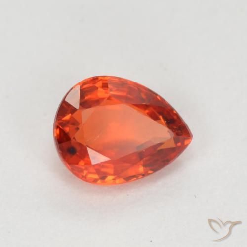 Safira vermelho médio Natural 0.37ct, Formato de pêra, VS