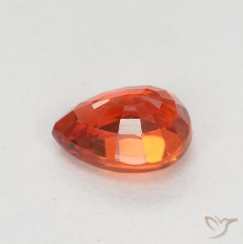 Safira vermelho médio Natural 0.37ct, Formato de pêra, VS