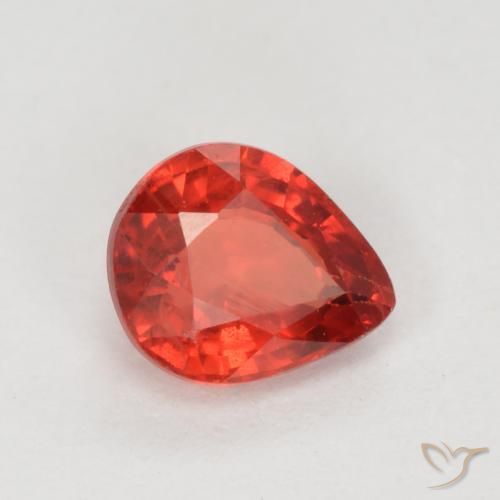 Safira vermelho médio Natural 0.39ct, Formato de pêra, VS