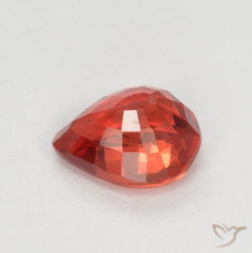 Safira vermelho médio Natural 0.39ct, Formato de pêra, VS
