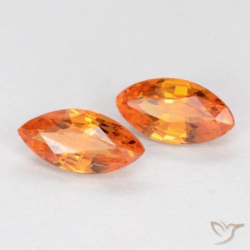 Pedras preciosas de Safira Laranja brilhante natural de 0.42 ct, Marquesa, VS