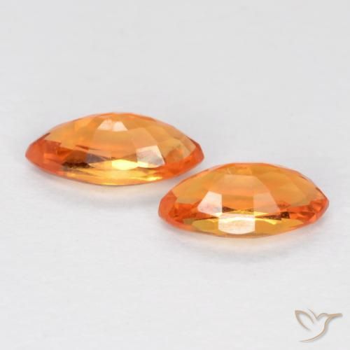 Pedras preciosas de Safira Laranja brilhante natural de 0.42 ct, Marquesa, VS