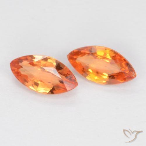 Pedras preciosas de Safira Laranja brilhante natural de 0.38 ct, Marquesa, VS