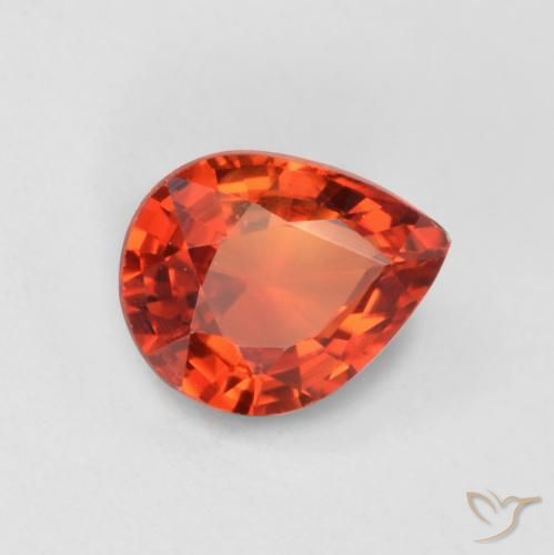 Safira vermelho médio Natural 0.42ct, Formato de pêra, VS